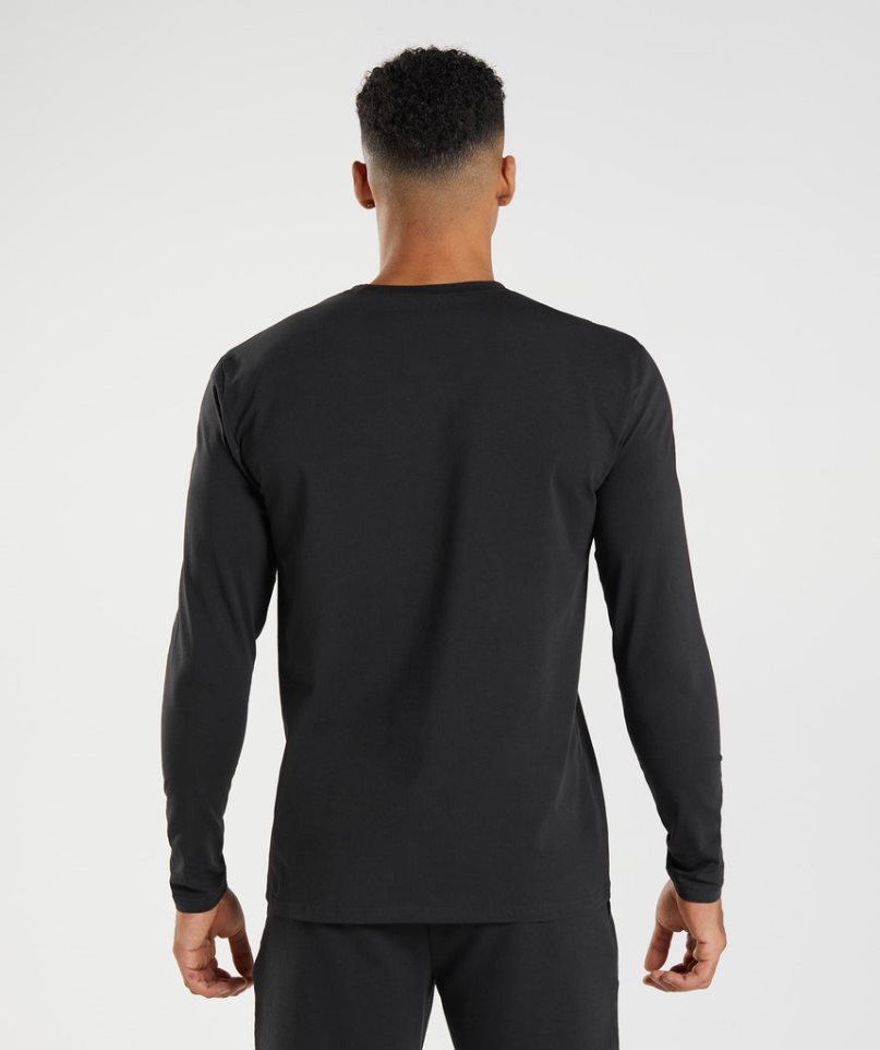 Men's Gymshark Block Long Sleeve T-Shirts Black | NZ 9BEUQZ